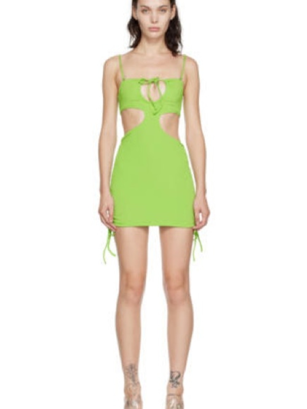 Danielle Guizio green cut out adjustable dress from SSENSE